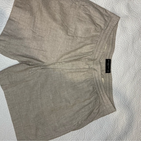 Abercrombie & Fitch Tan Flat Front Summer Shorts cotton and linen blend - Picture 7 of 12